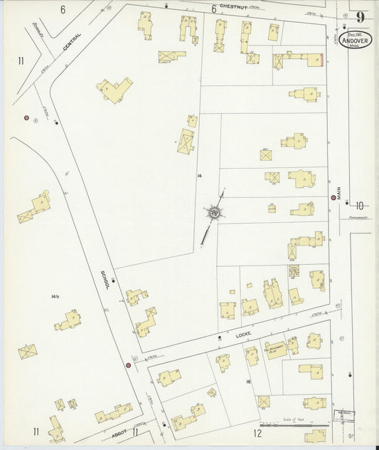 Sanborn Fire Insurance Map from Andover, Essex County, Massachusetts (1911), Sheet #0009 - Historic Sanborn Fire Insurance Map Print, vintage old map wall art, antique decor, genealogy gift, Massachusetts Massachusetts map