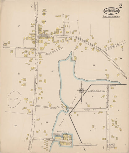 Sanborn Fire Insurance Map from Southwest Harbor, Hancock County, Maine (1921), Sheet #0002 - Complete Map Set gallery image, historic Sanborn map, vintage wall art, Maine Maine