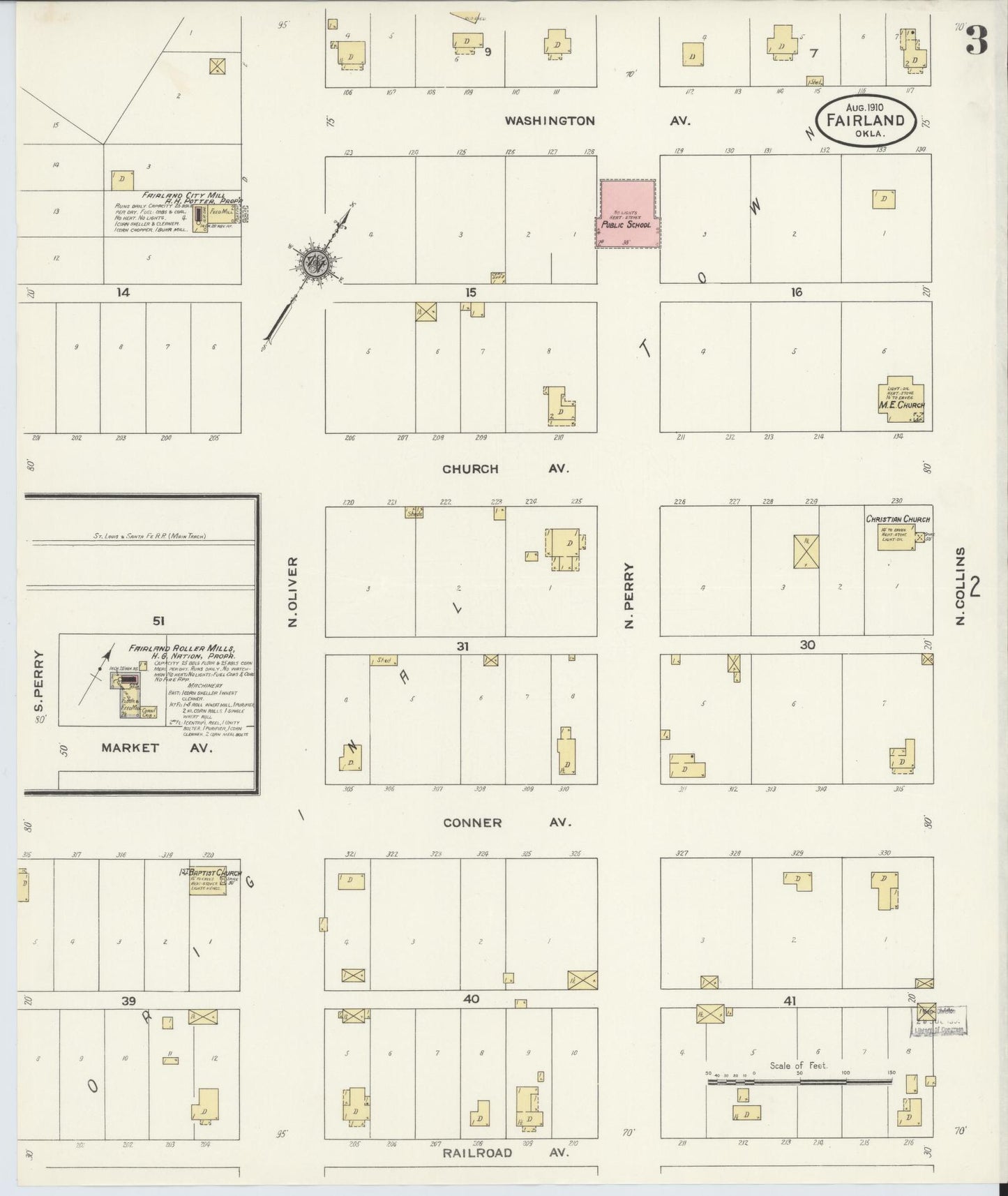 Sanborn Fire Insurance Map from Fairland, Ottawa County, Oklahoma (1910), Sheet #0003 - Historic Sanborn Fire Insurance Map Print, vintage old map wall art, antique decor, genealogy gift, Oklahoma Oklahoma map