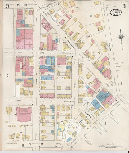 Sanborn Fire Insurance Map from Elkins, Randolph County, West Virginia (1950), Sheet #0003 - Complete Map Set gallery image, historic Sanborn map, vintage wall art, West Virginia West Virginia