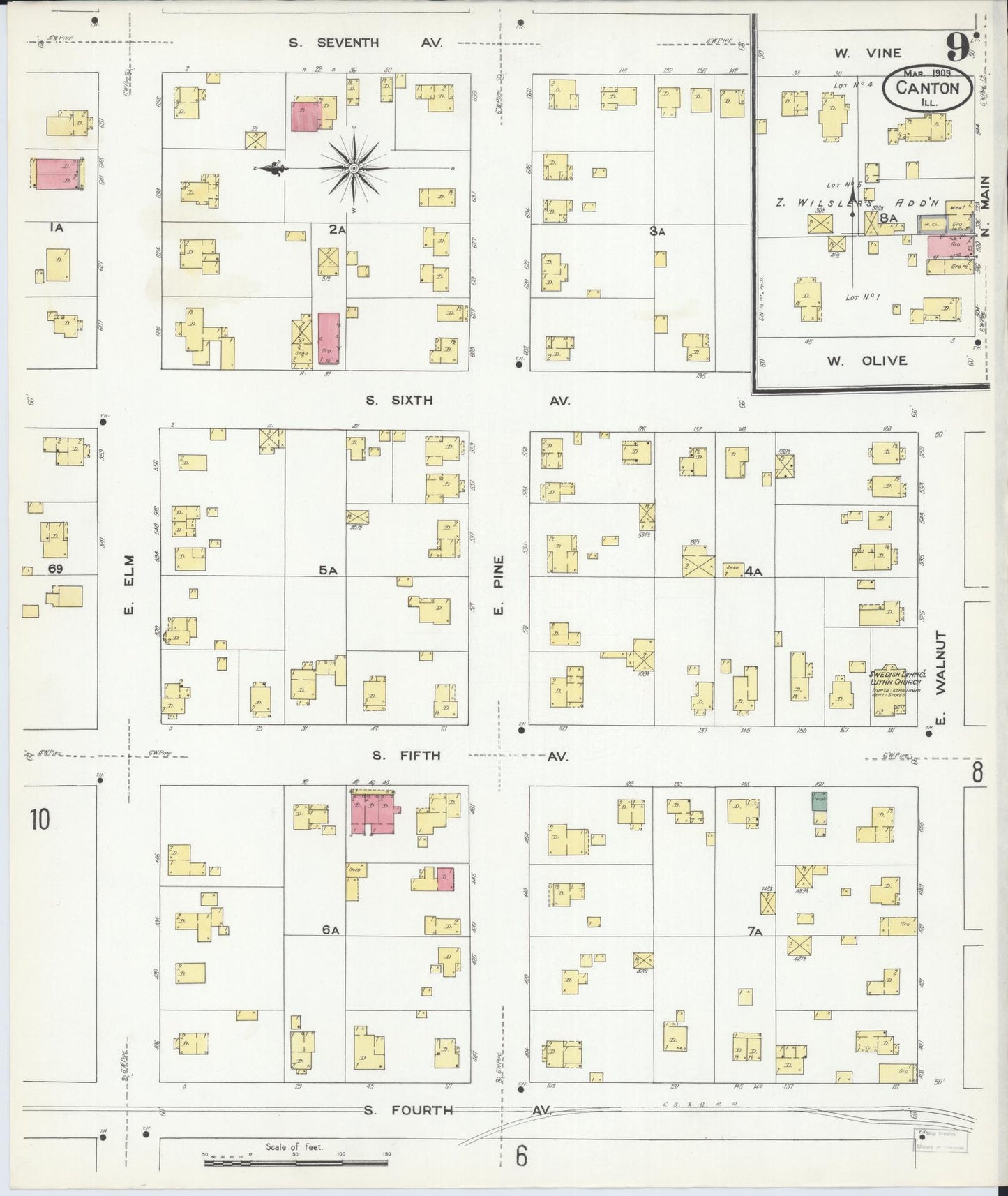Sanborn Fire Insurance Map from Canton, Fulton County, Illinois (1909), Sheet #0009 - Complete Map Set gallery image, historic Sanborn map, vintage wall art, Illinois Illinois