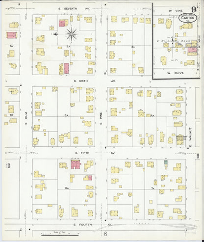 Sanborn Fire Insurance Map from Canton, Fulton County, Illinois (1909), Sheet #0009 - Complete Map Set gallery image, historic Sanborn map, vintage wall art, Illinois Illinois