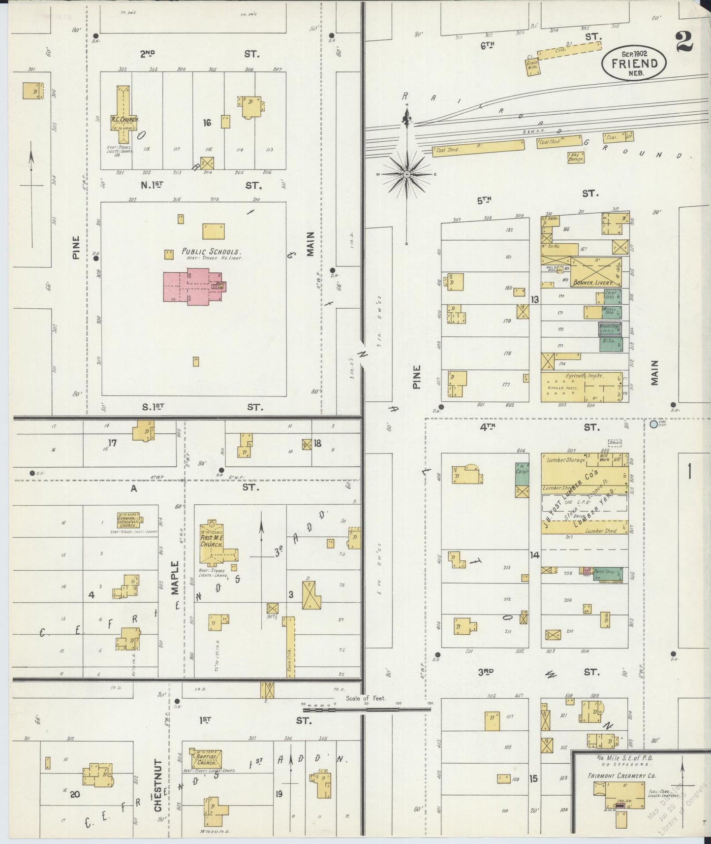 Sanborn Fire Insurance Map from Friend, Saline County, Nebraska (1902), Sheet #0002 - Complete Map Set gallery image, historic Sanborn map, vintage wall art, Nebraska Nebraska