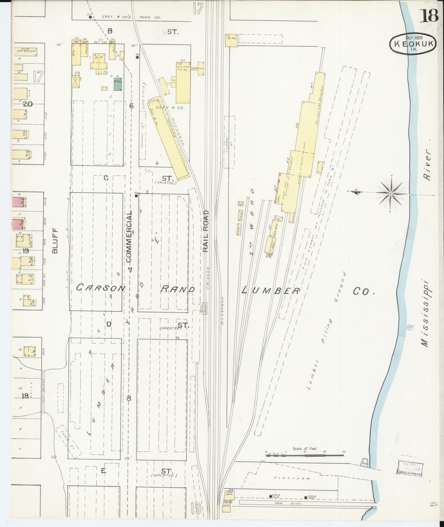 Sanborn Fire Insurance Map from Keokuk, Lee County, Iowa (1893), Sheet #0018 - Historic Sanborn Fire Insurance Map Print, vintage old map wall art