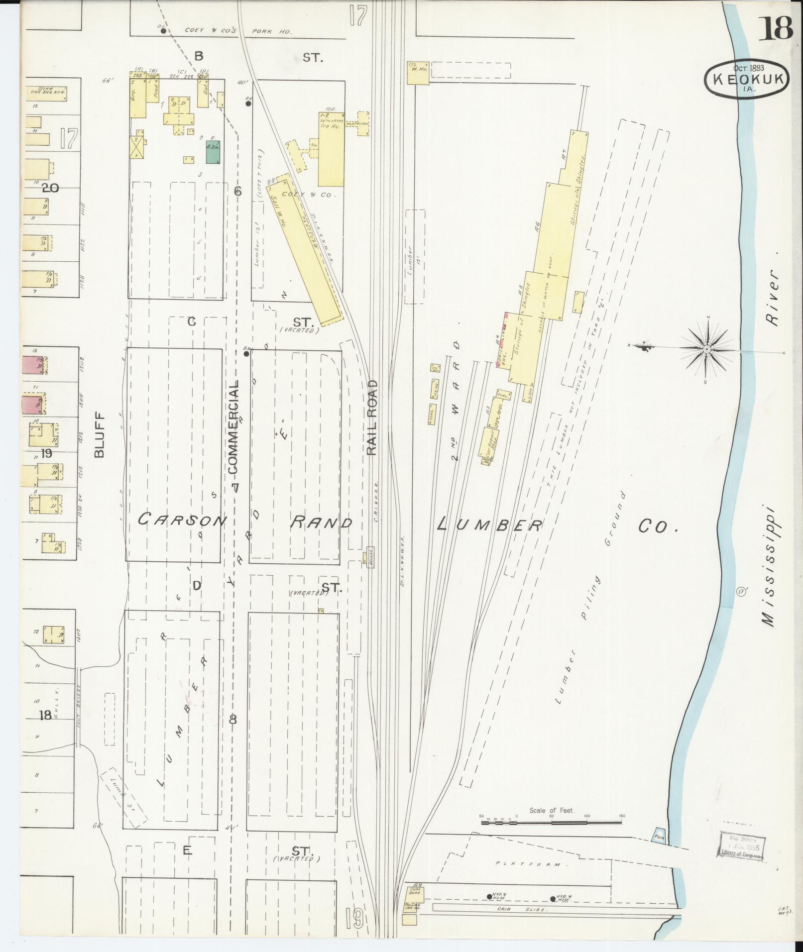 Sanborn Fire Insurance Map from Keokuk, Lee County, Iowa (1893), Sheet #0018 - Historic Sanborn Fire Insurance Map Print, vintage old map wall art