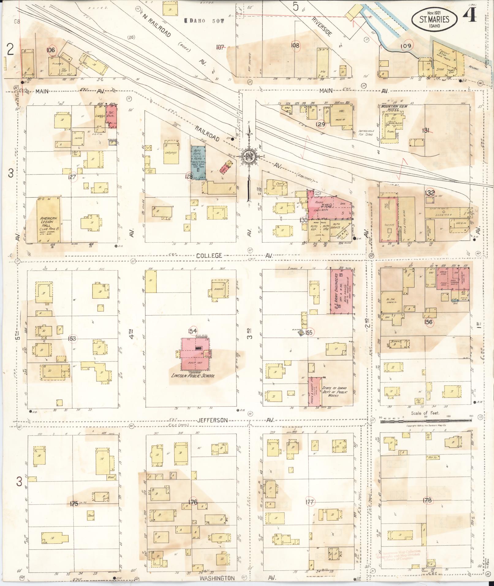 Sanborn Fire Insurance Map from Saint Maries, Benewah County, Idaho (1914), Sheet #0004 - Complete Map Set gallery image, historic Sanborn map, vintage wall art, Idaho Idaho