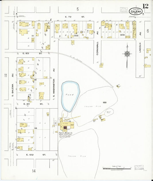 Sanborn Fire Insurance Map from Galena, Cherokee County, Kansas (1918), Sheet #0012 - Historic Sanborn Fire Insurance Map Print, vintage old map wall art, antique decor, genealogy gift, Kansas Kansas map
