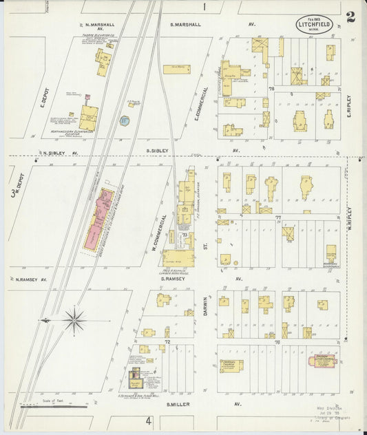 Sanborn Fire Insurance Map from Litchfield, Meeker County, Minnesota (1903), Sheet #0002 - Historic Sanborn Fire Insurance Map Print, vintage old map wall art, antique decor, genealogy gift, Minnesota Minnesota map