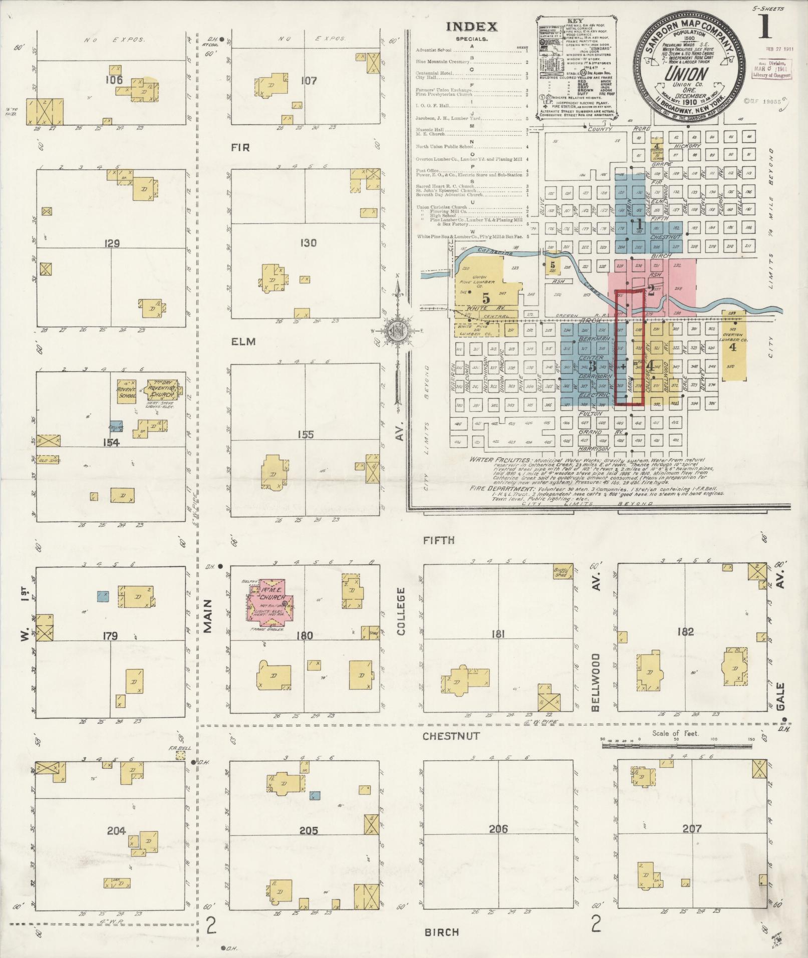 Sanborn Fire Insurance Map from Union, Union County, Oregon (1910), Sheet #0001 - Complete Map Set gallery image, historic Sanborn map, vintage wall art, Oregon Oregon