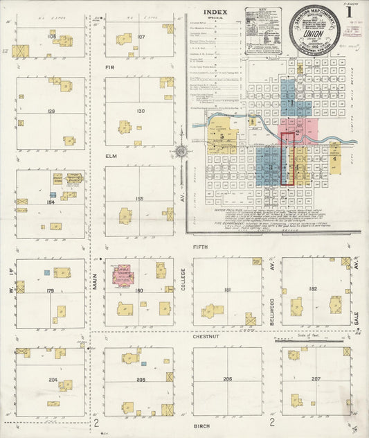 Sanborn Fire Insurance Map from Union, Union County, Oregon (1910), Sheet #0001 - Complete Map Set gallery image, historic Sanborn map, vintage wall art, Oregon Oregon