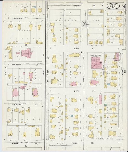 Sanborn Fire Insurance Map from Joplin, Jasper County, Missouri (1896), Sheet #0004 - Historic Sanborn Fire Insurance Map Print, vintage old map wall art, antique decor, genealogy gift, Missouri Missouri map
