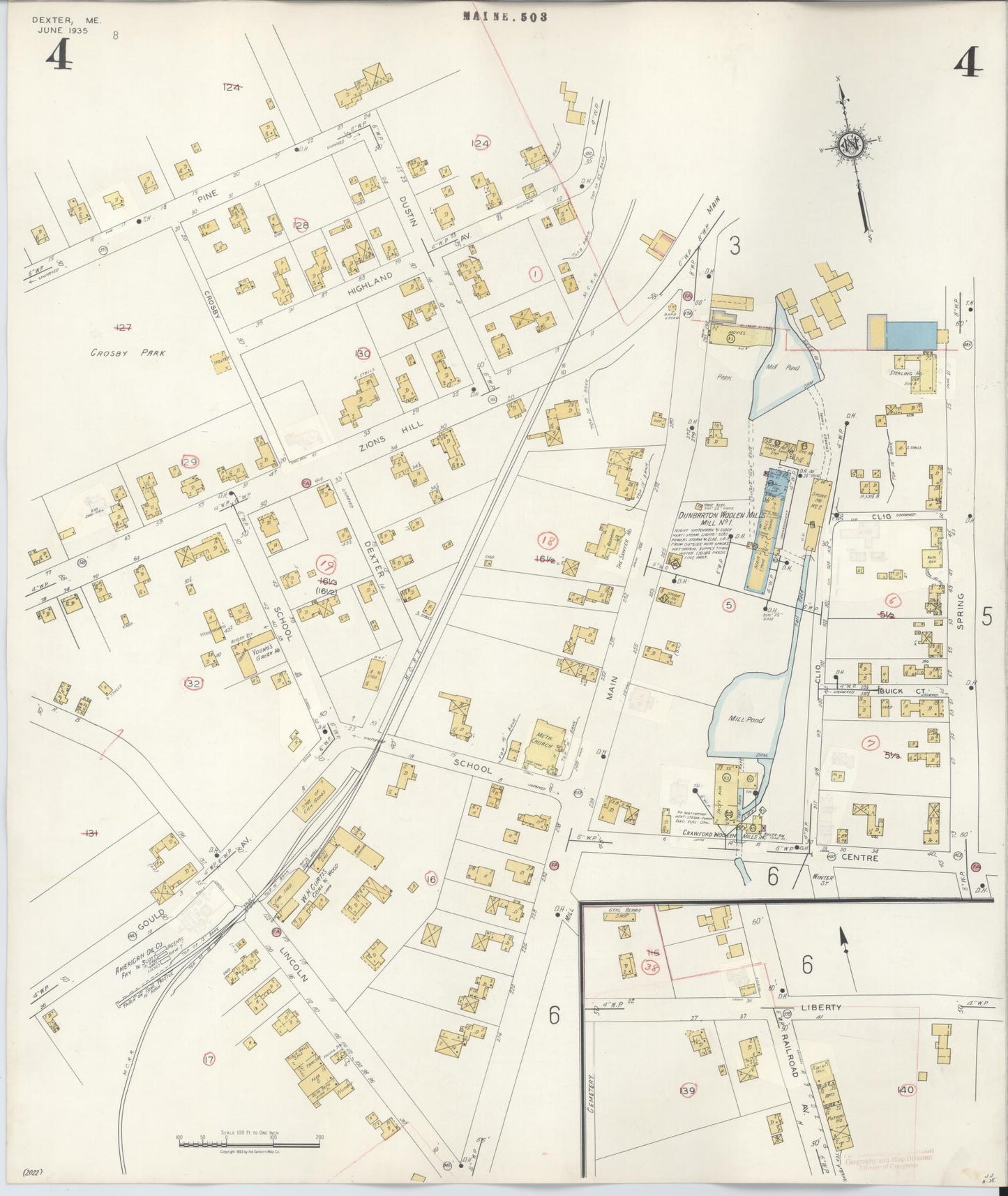 Sanborn Fire Insurance Map from Dexter, Penobscot County, Maine (1945), Sheet #0004 - Complete Map Set gallery image, historic Sanborn map, vintage wall art, Maine Maine