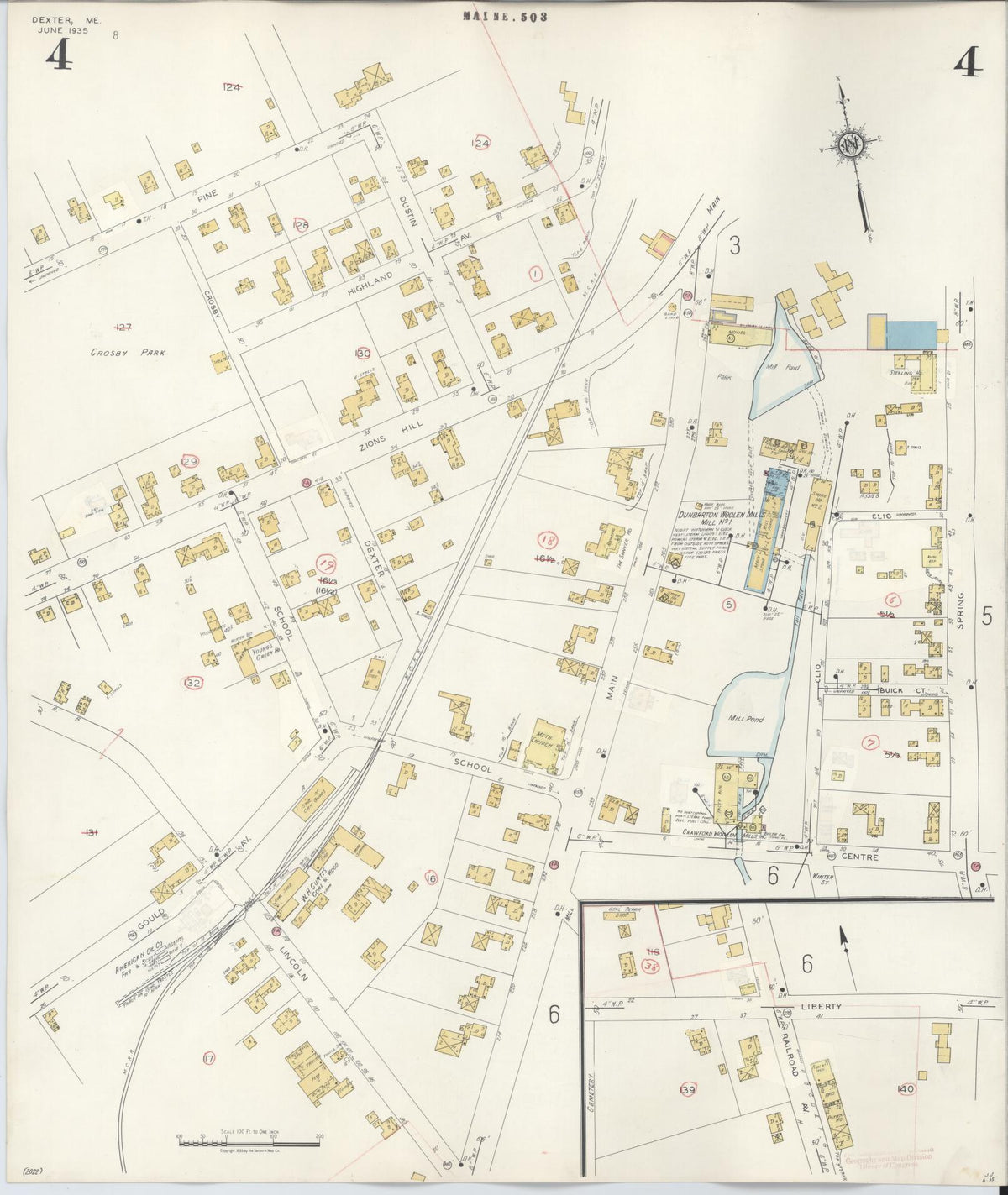 Sanborn Fire Insurance Map from Dexter, Penobscot County, Maine (1945), Sheet #0004 - Complete Map Set gallery image, historic Sanborn map, vintage wall art, Maine Maine