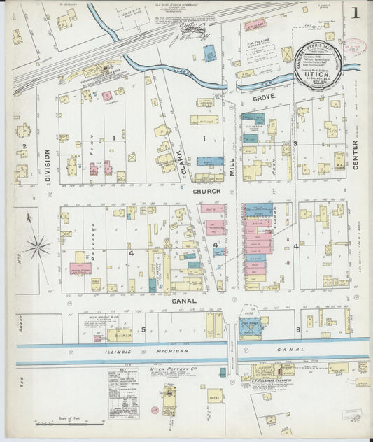 Sanborn Fire Insurance Map from Utica, La Salle County, Illinois (1891), Sheet #0001 - Complete Map Set gallery image, historic Sanborn map, vintage wall art, Illinois Illinois