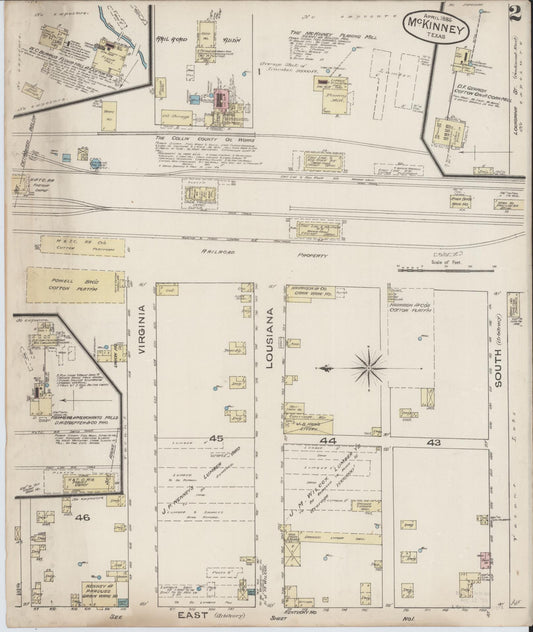 Sanborn Fire Insurance Map from McKinney, Collin County, Texas (1885), Sheet #0002 - Historic Sanborn Fire Insurance Map Print, vintage old map wall art, antique decor, genealogy gift, Texas Texas map