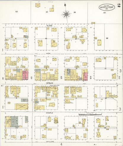 Sanborn Fire Insurance Map from Myrtle Point, Coos County, Oregon (1907), Sheet #0002 - Complete Map Set gallery image, historic Sanborn map, vintage wall art, Oregon Oregon