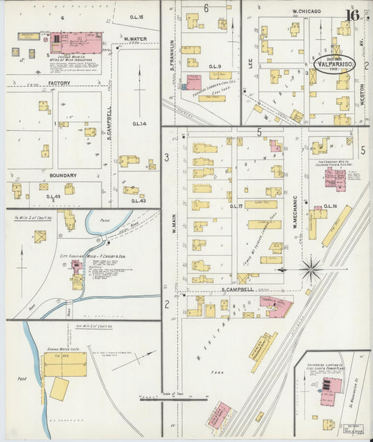 Sanborn Fire Insurance Map from Valparaiso, Porter County, Indiana (1905), Sheet #0016 - Historic Sanborn Fire Insurance Map Print, vintage old map wall art, antique decor, genealogy gift, Indiana Indiana map