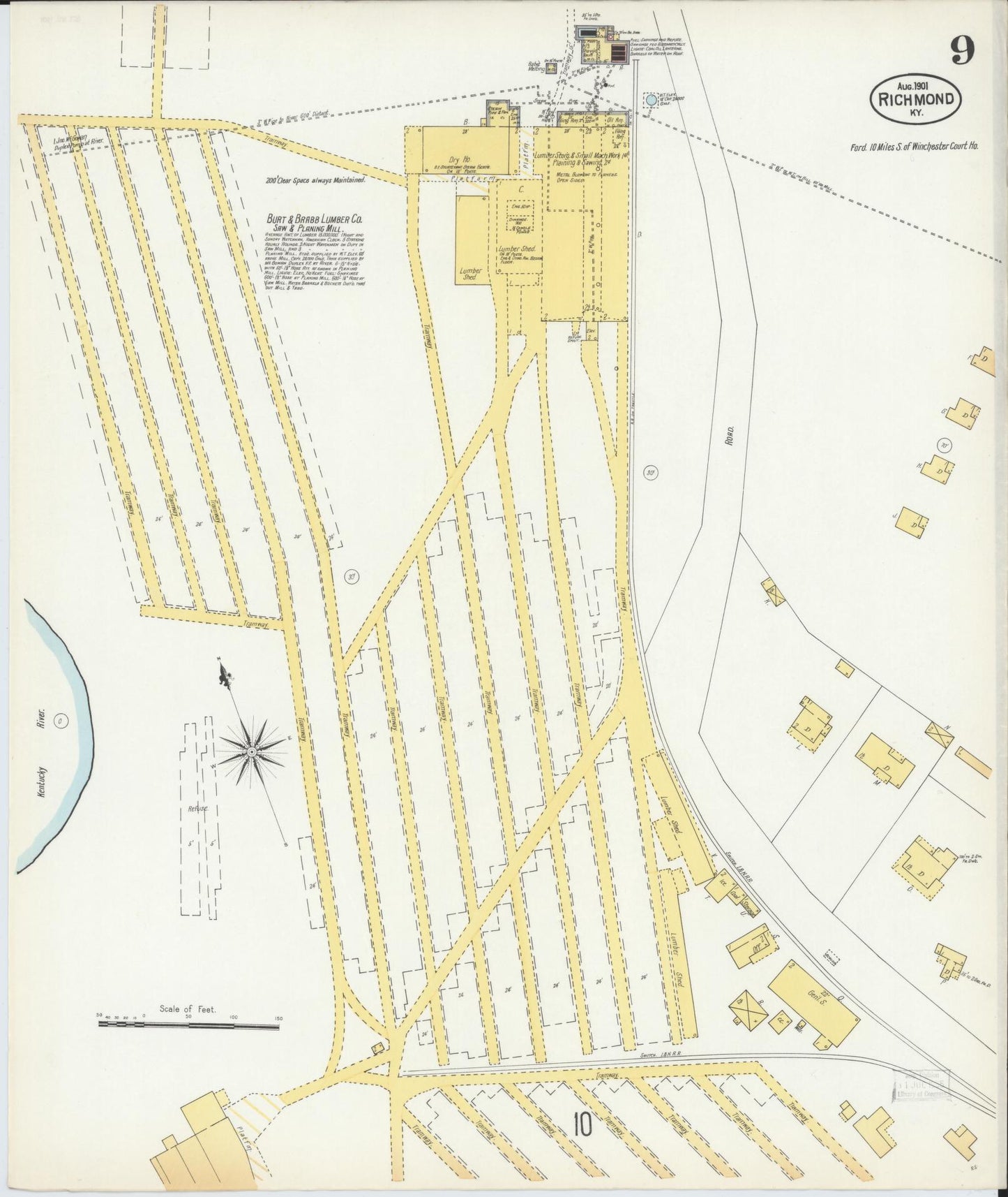 Sanborn Fire Insurance Map from Richmond, Madison County, Kentucky (1901), Sheet #0009 - Complete Map Set gallery image, historic Sanborn map, vintage wall art, Kentucky Kentucky