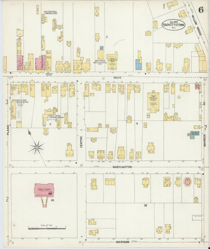 Sanborn Fire Insurance Map from Hackettstown, Warren County, New Jersey (1902), Sheet #0006 - Historic Sanborn Fire Insurance Map Print, vintage old map wall art, antique decor, genealogy gift, New Jersey New Jersey map