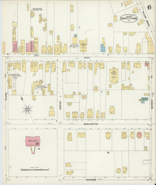 Sanborn Fire Insurance Map from Hackettstown, Warren County, New Jersey (1902), Sheet #0006 - Historic Sanborn Fire Insurance Map Print, vintage old map wall art, antique decor, genealogy gift, New Jersey New Jersey map
