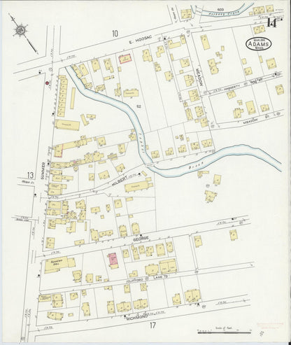 Sanborn Fire Insurance Map from Adams, Berkshire County, Massachusetts (1914), Sheet #0014 - Historic Sanborn Fire Insurance Map Print, vintage old map wall art, antique decor, genealogy gift, Massachusetts Massachusetts map