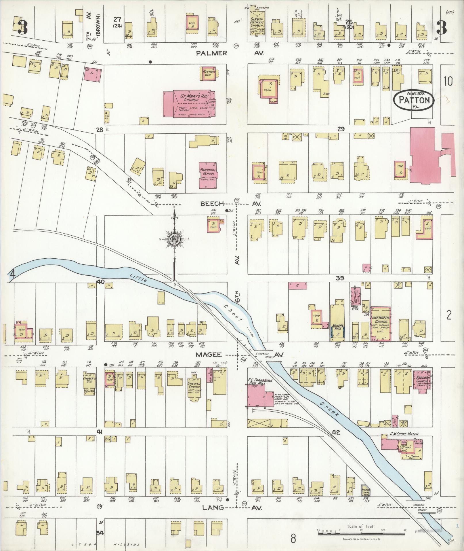Sanborn Fire Insurance Map from Patton, Cambria County, Pennsylvania (1923), Sheet #0003 - Complete Map Set gallery image, historic Sanborn map, vintage wall art, Pennsylvania Pennsylvania