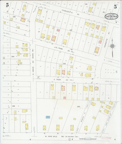 Sanborn Fire Insurance Map from East Detroit, Macomb County, Michigan (1931), Sheet #0005 - Complete Map Set gallery image, historic Sanborn map, vintage wall art, Michigan Michigan
