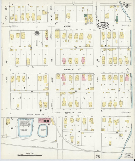 Sanborn Fire Insurance Map from Elwood, Madison County, Indiana (1910), Sheet #0008 - Historic Sanborn Fire Insurance Map Print, vintage old map wall art, antique decor, genealogy gift, Indiana Indiana map