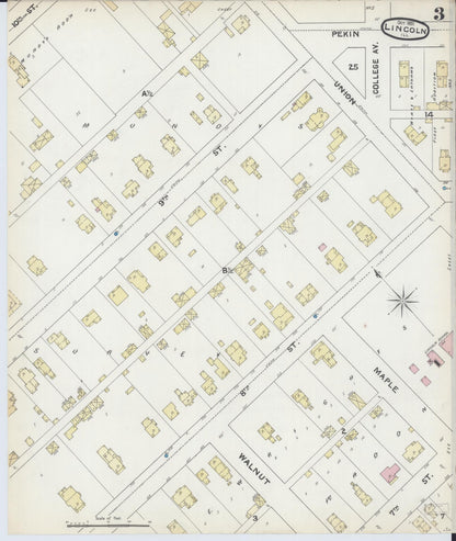 Sanborn Fire Insurance Map from Lincoln, Logan County, Illinois (1891), Sheet #0003 - Complete Map Set gallery image, historic Sanborn map, vintage wall art, Illinois Illinois
