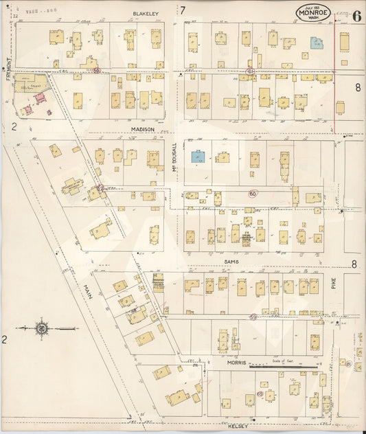 Sanborn Fire Insurance Map from Monroe, Snohomish County, Washington (1942), Sheet #0006 - Historic Sanborn Fire Insurance Map Print, vintage old map wall art, antique decor, genealogy gift, Washington Washington map