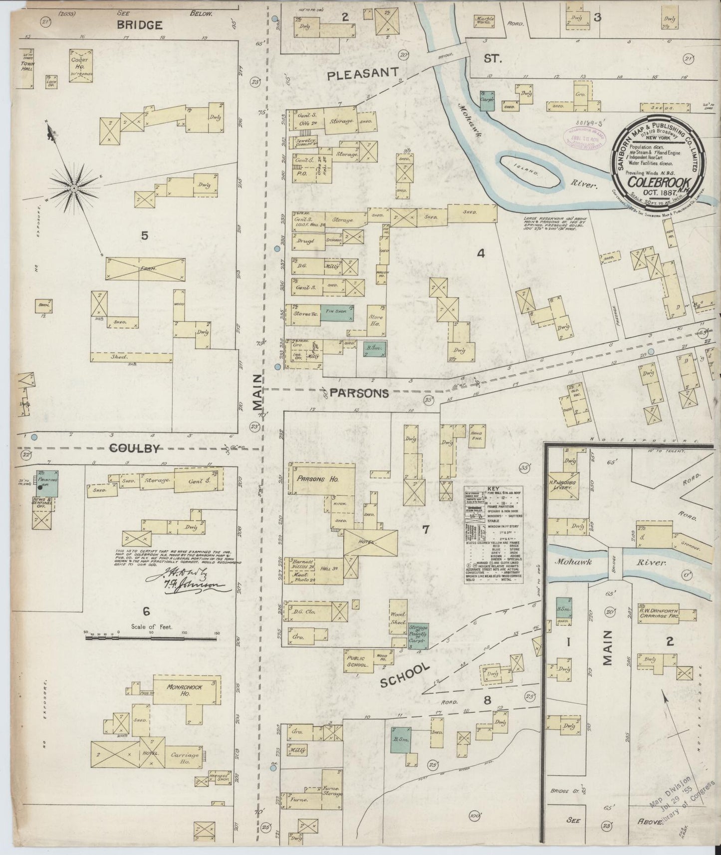 Sanborn Fire Insurance Map from Colebrook, Coos County, New Hampshire (1887), Sheet #0001 - Historic Sanborn Fire Insurance Map Print, vintage old map wall art, antique decor, genealogy gift, New Hampshire New Hampshire map