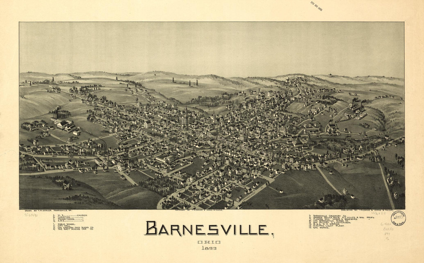 Barnesville, Ohio 1899. (1899) – Historic Bird’s-Eye View Panorama Print