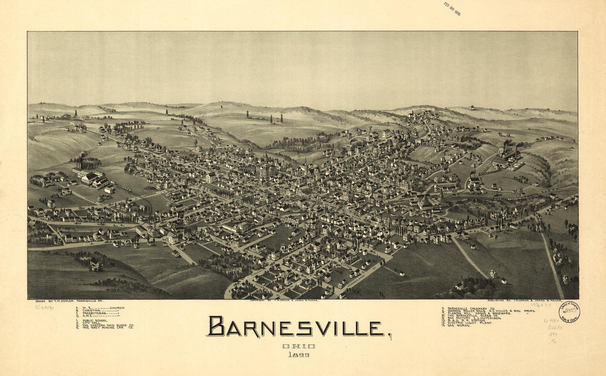 Barnesville, Ohio 1899. (1899) – Historic Bird’s-Eye View Panorama Print