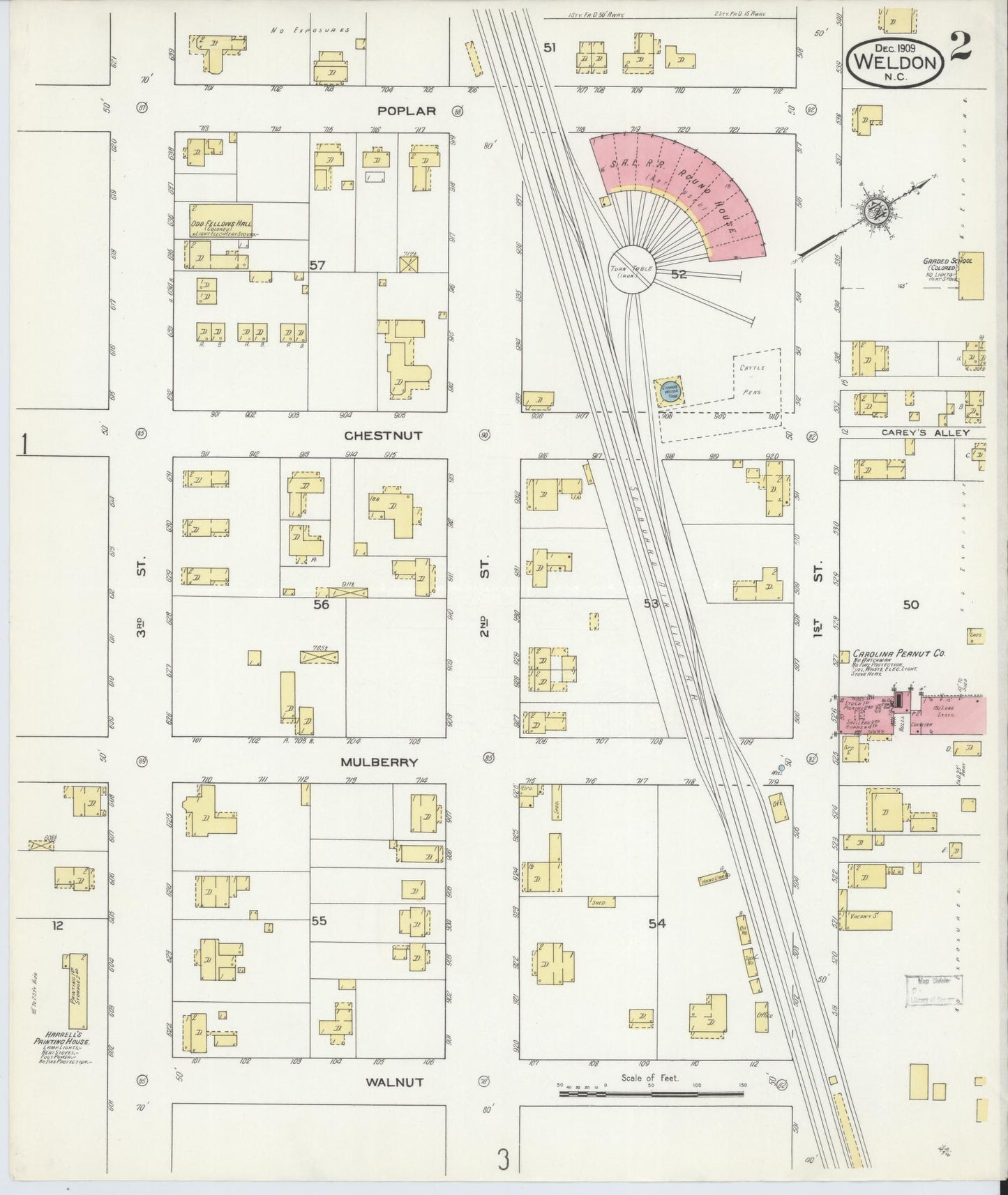 Sanborn Fire Insurance Map from Weldon, Halifax County, North Carolina (1909), Sheet #0002 - Complete Map Set gallery image, historic Sanborn map, vintage wall art, North Carolina North Carolina