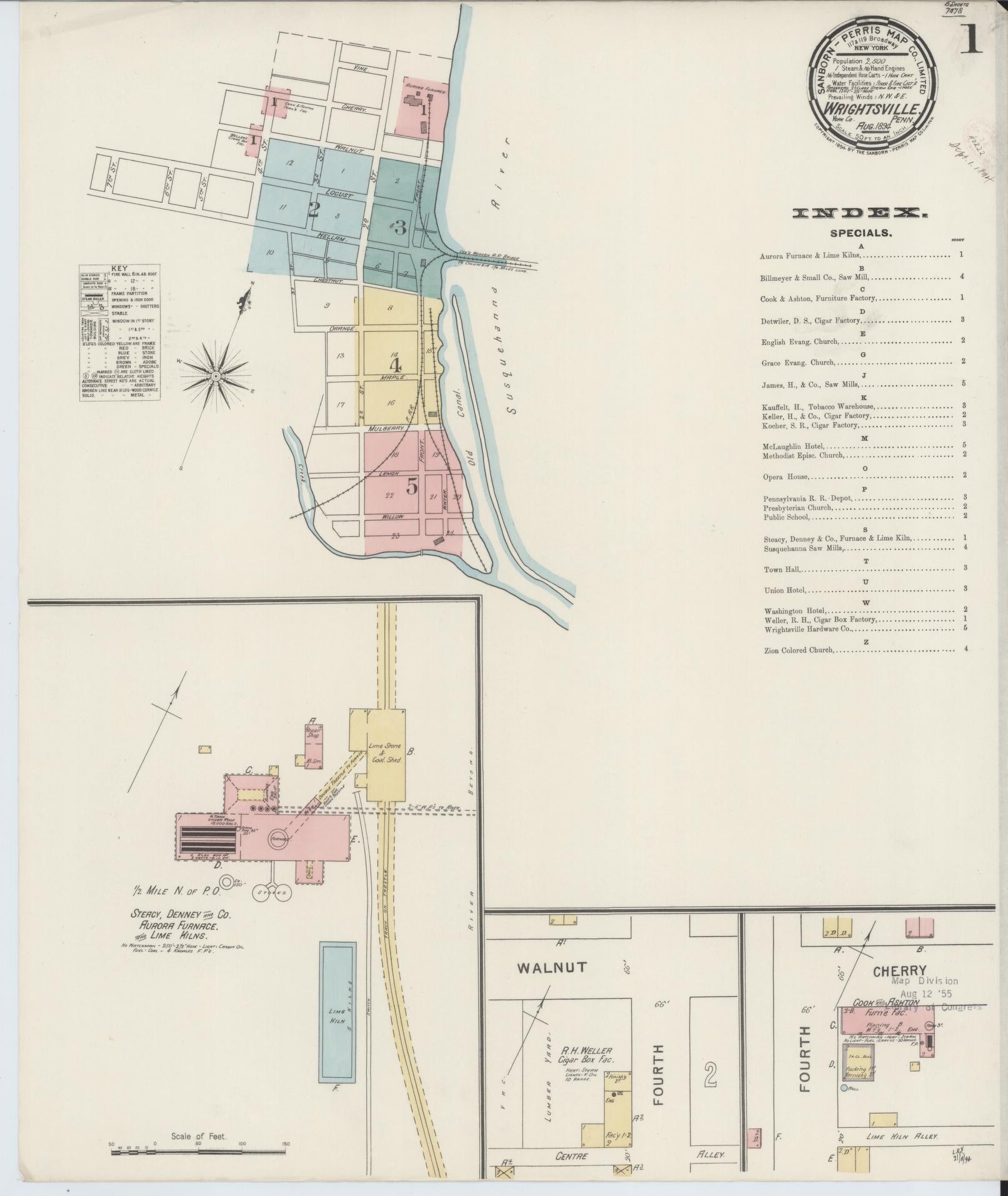 Sanborn Fire Insurance Map from Wrightsville, York County, Pennsylvania (1894), Sheet #0001 - Complete Map Set gallery image, historic Sanborn map, vintage wall art, Pennsylvania Pennsylvania