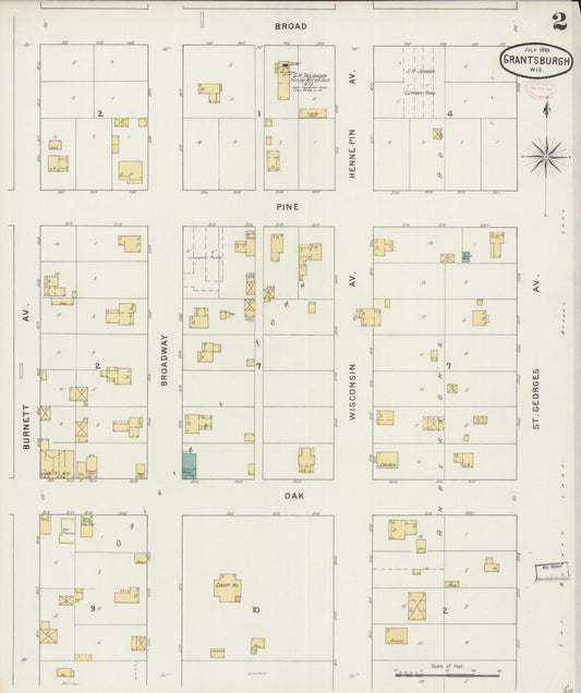 Sanborn Fire Insurance Map from Grantsburg, Burnett County, Wisconsin (1894), Sheet #0002 - Historic Sanborn Fire Insurance Map Print, vintage old map wall art, antique decor, genealogy gift, Wisconsin Wisconsin map