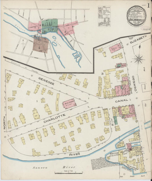 Sanborn Fire Insurance Map from Baldwinsville, Onondaga County, New York (1885), Sheet #0001 - Complete Map Set gallery image, historic Sanborn map, vintage wall art, New York New York