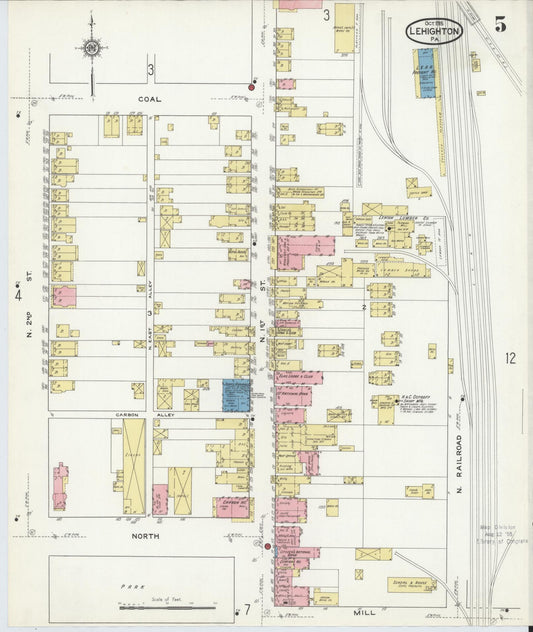 Sanborn Fire Insurance Map from Lehighton, Carbon County, Pennsylvania (1915), Sheet #0005 - Historic Sanborn Fire Insurance Map Print, vintage old map wall art, antique decor, genealogy gift, Pennsylvania Pennsylvania map