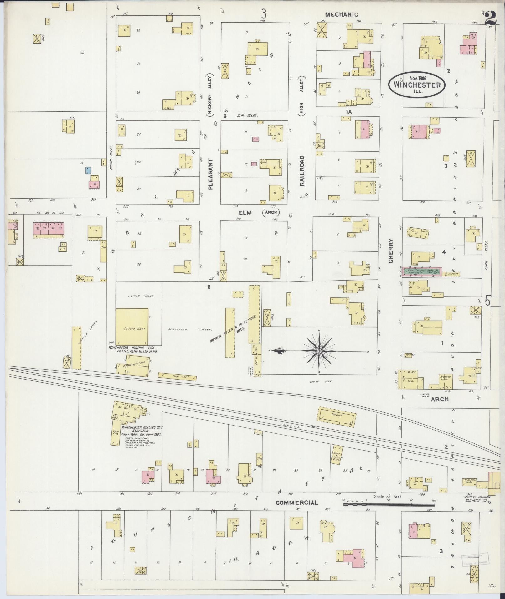Sanborn Fire Insurance Map from Winchester, Scott County, Illinois (1906), Sheet #0002 - Complete Map Set gallery image, historic Sanborn map, vintage wall art, Illinois Illinois