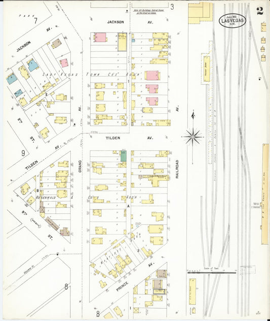 Sanborn Fire Insurance Map from Las Vegas, San Miguel County, New Mexico (1902), Sheet #0002 - Historic Sanborn Fire Insurance Map Print, vintage old map wall art, antique decor, genealogy gift, New Mexico New Mexico map