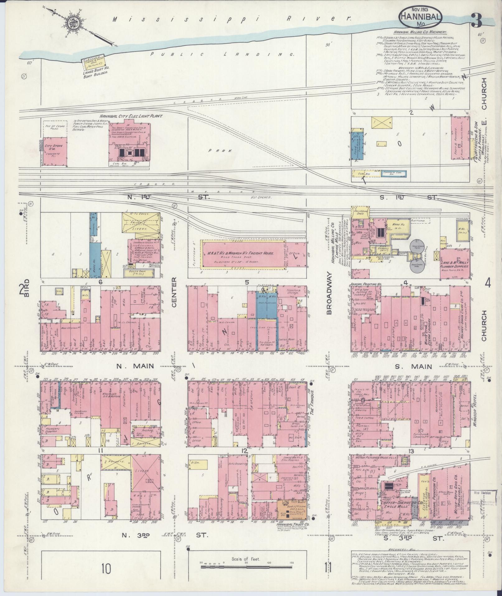 Sanborn Fire Insurance Map from Hannibal, Marion County, Missouri (1913), Sheet #0003 - Complete Map Set gallery image, historic Sanborn map, vintage wall art, Missouri Missouri
