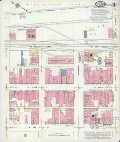 Sanborn Fire Insurance Map from Hannibal, Marion County, Missouri (1913), Sheet #0003 - Complete Map Set gallery image, historic Sanborn map, vintage wall art, Missouri Missouri