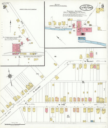Sanborn Fire Insurance Map from Lewistown, Mifflin County, Pennsylvania (1923), Sheet #0009 - Complete Map Set gallery image, historic Sanborn map, vintage wall art, Pennsylvania Pennsylvania