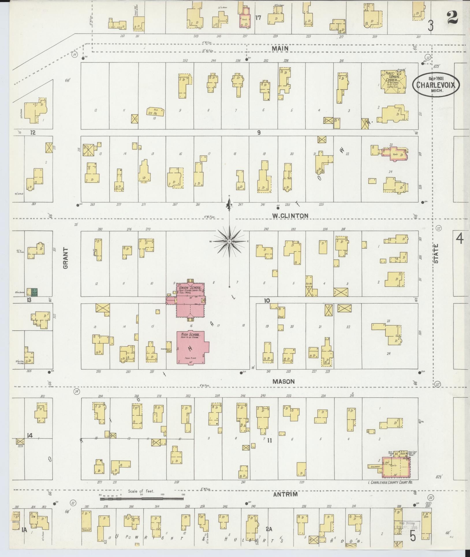 Sanborn Fire Insurance Map from Charlevoix, Charlevoix County, Michigan (1901), Sheet #0002 - Historic Sanborn Fire Insurance Map Print, vintage old map wall art, antique decor, genealogy gift, Michigan Michigan map