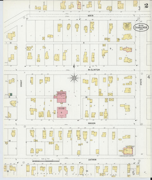 Sanborn Fire Insurance Map from Charlevoix, Charlevoix County, Michigan (1901), Sheet #0002 - Historic Sanborn Fire Insurance Map Print, vintage old map wall art, antique decor, genealogy gift, Michigan Michigan map