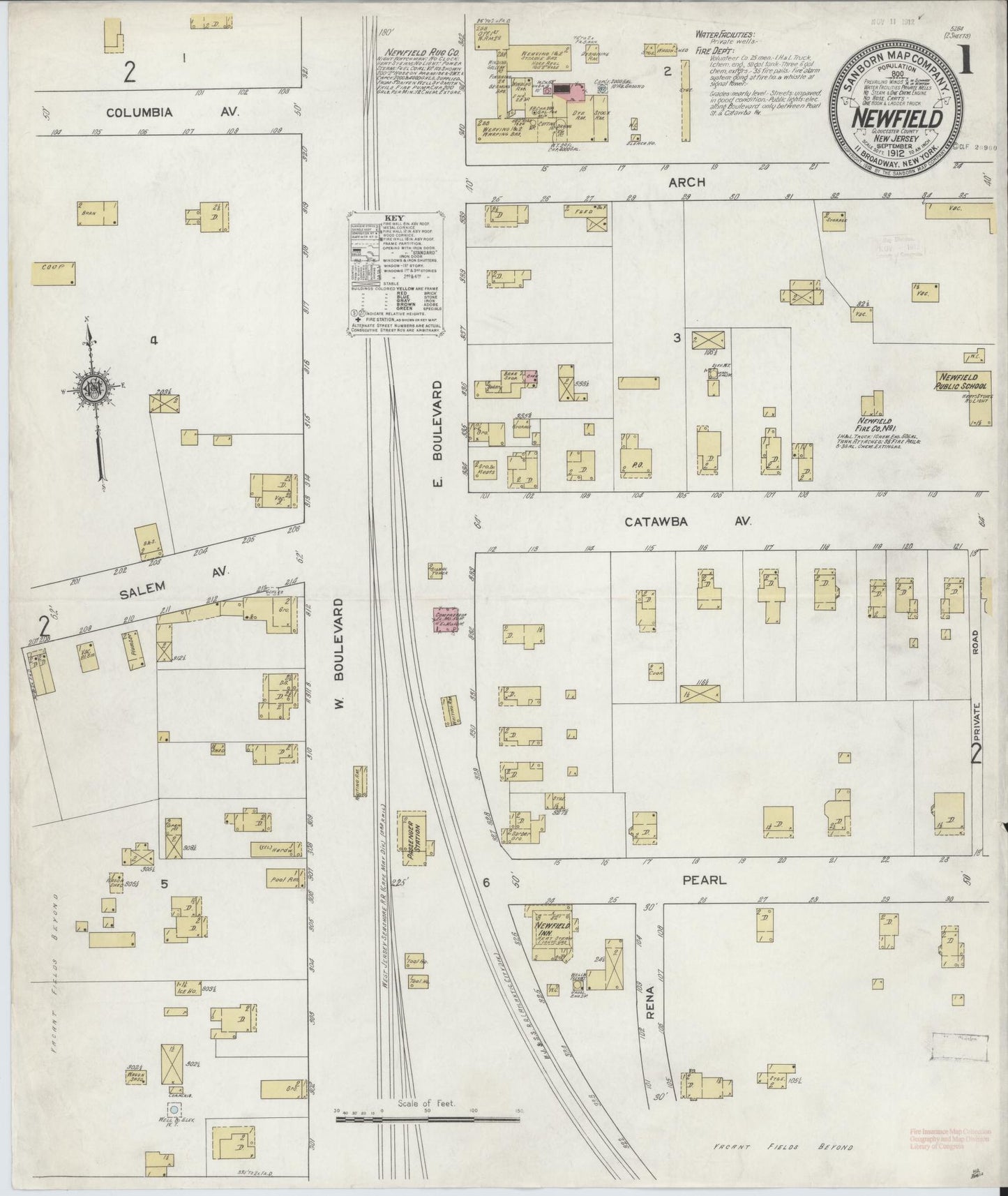 Sanborn Fire Insurance Map from Newfield, Gloucester County, New Jersey. (1912) – Historic Sanborn Fire Insurance Map Print