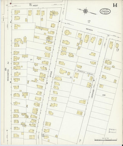Sanborn Fire Insurance Map from Oneida, Madison County, New York (1914), Sheet #0014 - Complete Map Set gallery image, historic Sanborn map, vintage wall art, New York New York