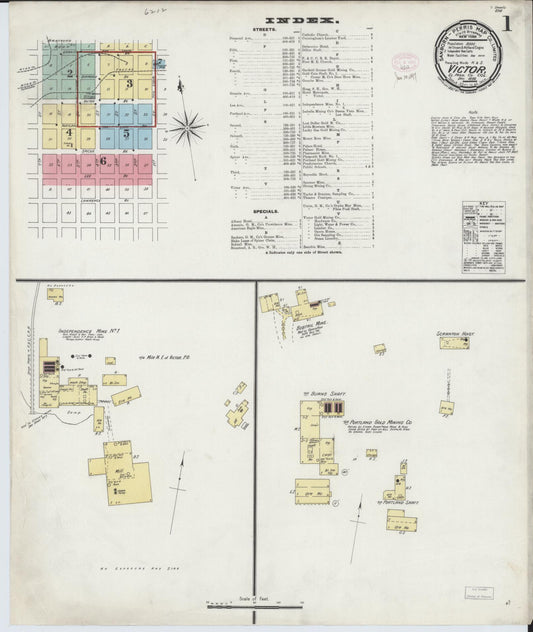 Sanborn Fire Insurance Map from Victor, Teller County, Colorado (1896), Sheet #0001 - Historic Sanborn Fire Insurance Map Print, vintage old map wall art, antique decor, genealogy gift, Colorado Colorado map