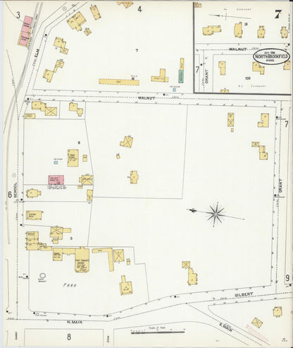 Sanborn Fire Insurance Map from North Brookfield, Worcester County, Massachusetts (1906), Sheet #0007 - Complete Map Set gallery image, historic Sanborn map, vintage wall art, Massachusetts Massachusetts