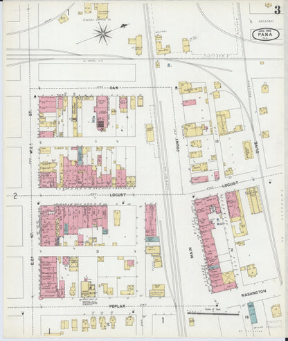 Sanborn Fire Insurance Map from Pana, Christian County, Illinois (1902), Sheet #0003 - Historic Sanborn Fire Insurance Map Print, vintage old map wall art, antique decor, genealogy gift, Illinois Illinois map